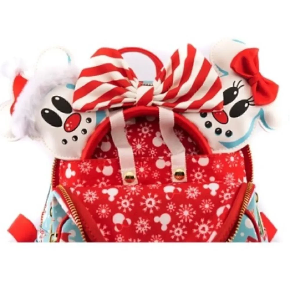 Snowman Mickey & Minnie Mouse Mini Backpack with Ears Headband & Wallet NWT